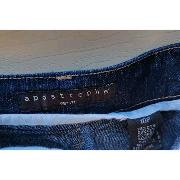 Apostrophe Petite Blue Jean Skirt Denim Womens Sz 10 P Knee Length Slit Pockets - Picture 5 of 10